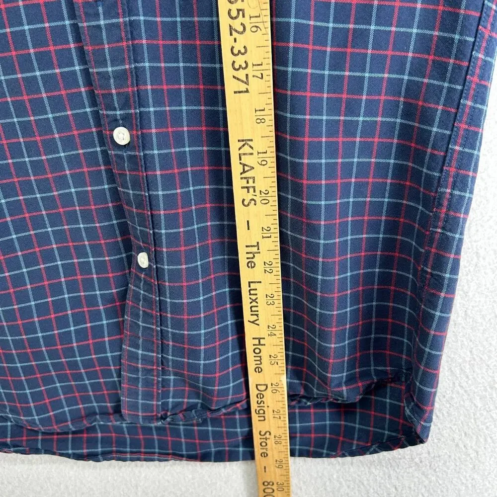 J.CREW Shirt Mens S All Cotton Oxford Slim Fit Tattersall Check Button Up Blue